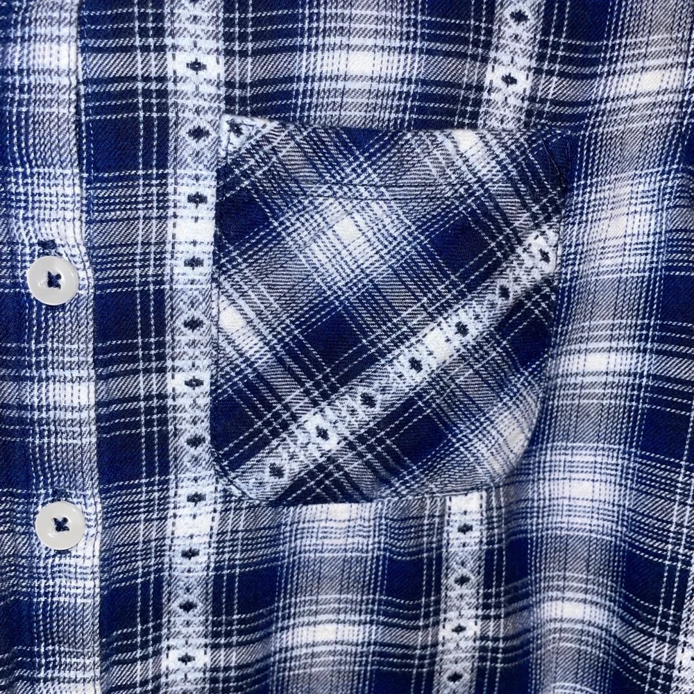 Justice Blue and White Plaid Top